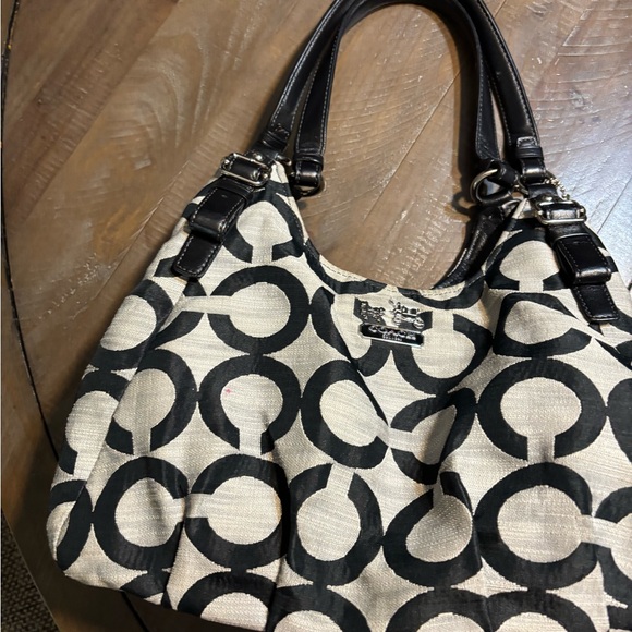 Coach Black and Cream Circular Design Bag - Picture 1 of 10